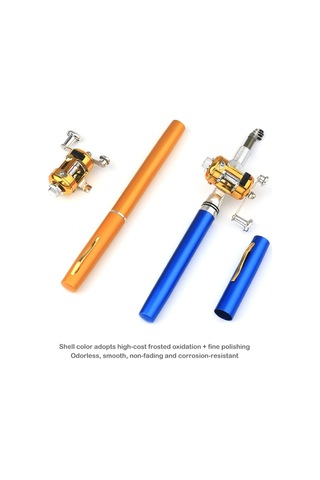 Ap 1m Olta Makarası Combo Set Teleskopik Taşınabilir Cep Kalem Tarzı Olta Direği - Kırmızı