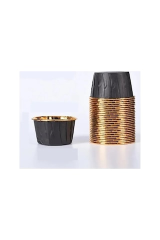 Metalik Siyah Gold Renk Muffin Cupcake Kek Kalıbı 25'li Çok Renkli