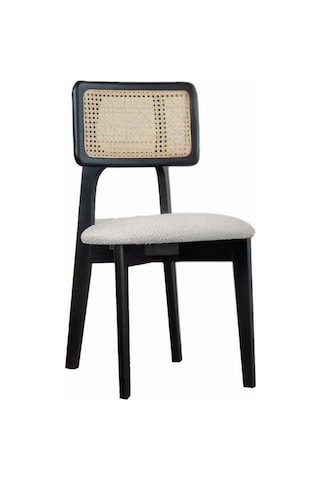 Zeus Hazeranlı Ahşap Bohem Sandalye Siyah - Beyaz