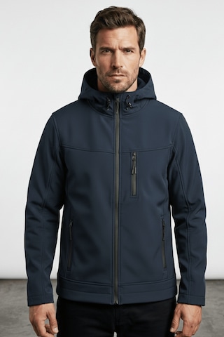 Erkek Mont İçi Polarlı Softshell Mont Su Ve Rüzgar Geçirmez Kapüşonlu Spor Mont Lacivert