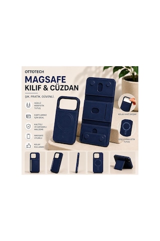 Magsafe Kılıflı Cüzdan Apple iPhone Uyumlu 17 Pro Max Lacivert
