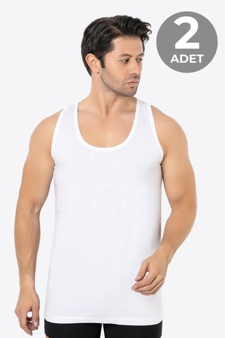 Astrid T Premium İç Giyim Nefes Alan Vücuda Oturan Erkek Beyaz Bambu Atlet 2'li Paket