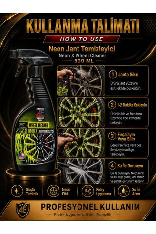 4e Care Neon X Jant Temizleyici Ve Parlatıcı 500 Ml