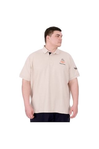 Mode Xl Büyük Beden Erkek T-shirt Pike Polo Yaka U25305 Bej Bej