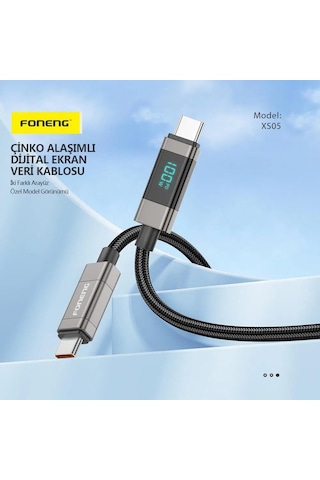Foneng Xs05 Typec Typec 100w Hızlı Şarj Data Kablo Siyah 1,2m