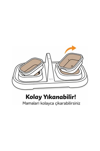 Premium Çıkarılabilir Hazneli Kedi & Köpek Çift Bölmeli Mama Ve Su Kabı