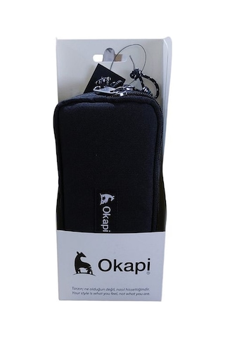 Okapi Siyah 3 Gözlü Kumaş Kalemlik Yüksek Kalite Kalem Çantası Ok