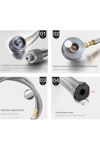 Tongxida Z28-60 Çelik/bakır Isı Dayanıklı Lpg Hortumu, 33/60 Cm, 2 Adaptörlü, Renkli, Kamp Piknik İçin Çok Renkli