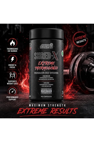 Applied Nutrition Shred X Tyrosine Theanine Green Tea Caffeine Extreme Thermogenic 90 Capsules
