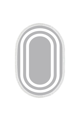 Eko Trend Djt Banyo Paspası Yıkanabilir Kaymaz Taban 2229m Oval Bordürlü Gri Beyaz