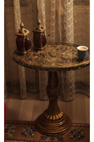 Mitolojik Oval Polyester Döküm Sehpa Antik Altın Antik Altın