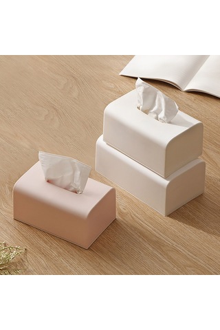 Geeksen Beyaz Küçük Masaüstü Mendil Kutusu - Oturma Odası, Ofis, Yemek Masası İçin Pratik Mendil Saklama Kutusu Beyaz