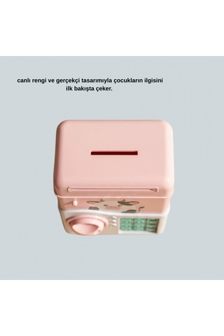 Pembe Atm Kumbara Şifreli, Işıklı Ve Sesli Elektronik Çocuk Kumbarası