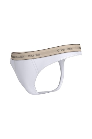Calvin Klein Kadın Beyaz Logo Detaylı Pamuklu Tanga-13381 Beyaz