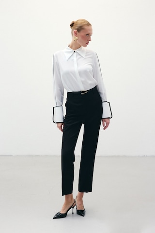 Sateen Kemerli Pantolon - Siyah-136317 Siyah