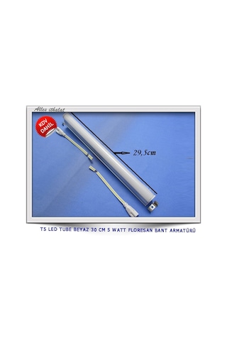 T5 Led Tube Beyaz 30 Cm 5 Watt Floresan Bant Armatürü Beyaz