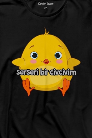 Ben Serseri Bir Civcivim Tavuk Sarı Civciv Uzun Kollu Tişört Baskılı T-shirt 001