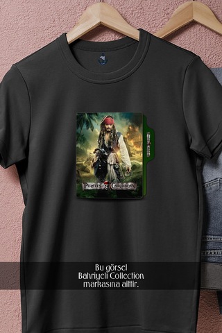 Bahriyeli Collection Oversize Pirates Of The Caribbean Tasarımlı Unisex T-shirt Siyah