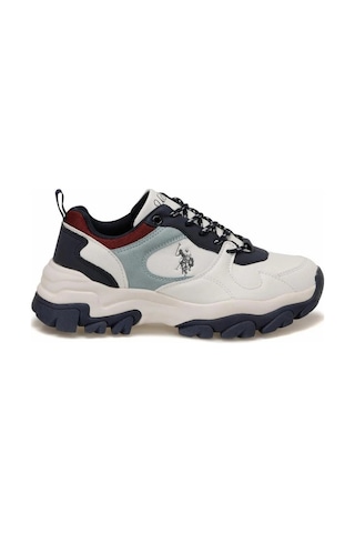 U.s. Polo Assn. Tracky Beyaz Mavi Kalın Taban Kadın Spor Ayakkabı Sneaker Beyaz