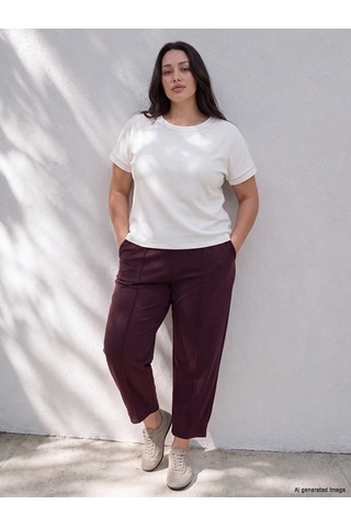 Lcw Curve Bordo Büyük Beden Soft Touch Kadın Pantolon