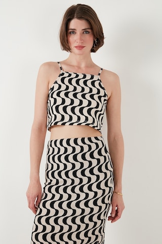 Lela Slim Fit Ip Askılı Yırtmaçlı Bayan Takım 5865278 Siyah-Beyaz