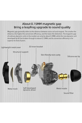 Kz Dqs Metal Kablolu Mikrofonlu Kulaklık Kulak İçi Kulakiçi Kulaklıklar Hifi Dqs Black No Mıc