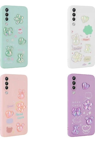 Zore Galaxy Uyumlu A70 Kılıf Kabartma Figürlü Parlak Toys Silikon Kapak - Beyaz Beyaz