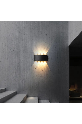 Cata 15 W İki Yönlü Led Duvar Aplik - Gün Işığı 3000k - Siyah - Ip44 - Ct-8013g Siyah