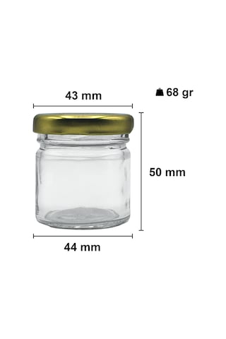 Afracam 40 Ml Metal Kapaklı Şeffaf Cam Kavanoz 25 Adet Siyah