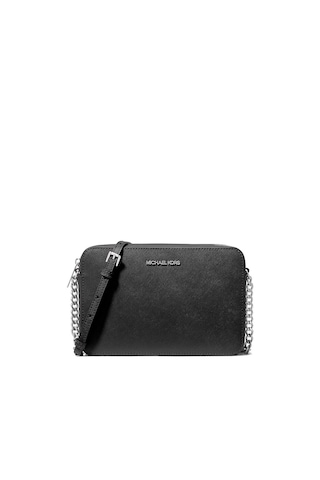 Michael Kors Kadın Jet Set Saffiano Deri Gümüş Aksesuar Çapraz Omuz Çantası Mk-35t8gttc9l Siyah