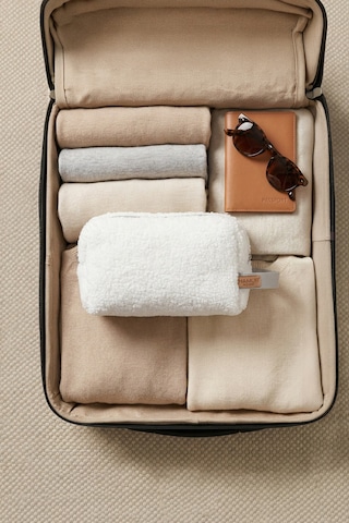 Fluffy Çift Fermuarlı Organizer Çanta Gri