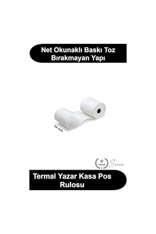 Termalrulo 56 Mm X 12 Metre Termal Kağıt Yazar Kasa Pos Rulosu Isıya Duyarlı Fiş Yazıcısı Uyumlu Ye