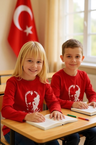 Seabubbles Atatürk Baskılı Uzun Kol Tişört Likralı KIrmızı