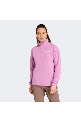 Adidas Multi Essentials 1-2 Zip Fleece Kadın Mor Yürüyüş Polar Düz Jm3120 Pembe