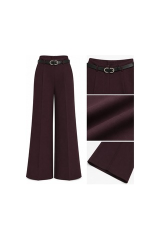 Yare Dönüş Belli Palazzo Bayan Kumaş Pantolon Bordo