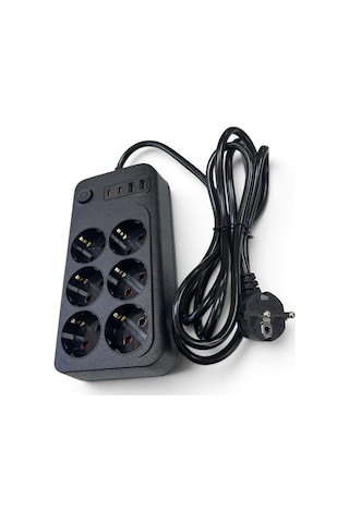 Forline 6 Soketli 2 Type-c + 2 Usb Girişli 2metre Kablolu Akım Korumalı Grup Priz 2 M