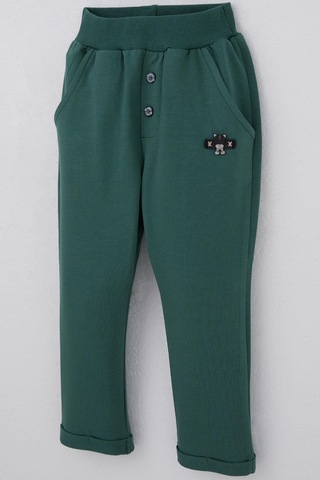 Breeze Erkek Bebek Eşofman Altı Ayıcık Armalı Düğme Aksesuarlı 9 Ay-3 Yaş, Zümrüt Yeşili Zümrüt Yeşili