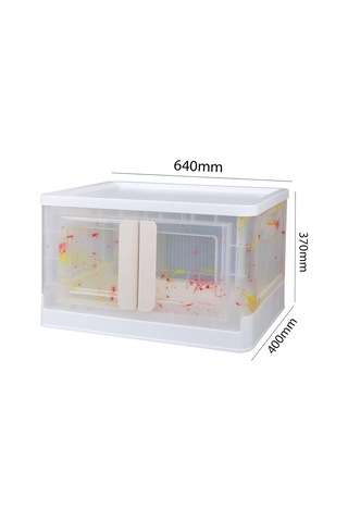 Powermaster Sunup Sn-25883 72l Katlanabilir Plastik Saklama Kutusu Renkli Kapaklı Tekerlekli 40x64x37cm Beyaz