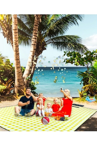 Piknik Örtüsü, Masa Örtüsü,50-200 Cm 150-200 Cm Sarı Beyaz Kare Sarı Kare