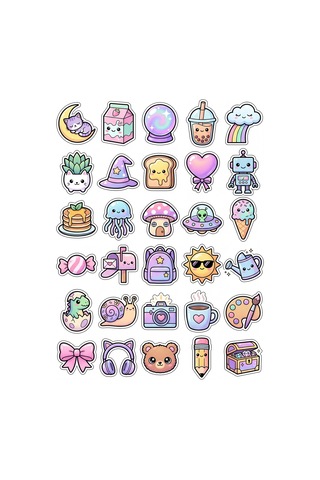 30 Adet Pastel Hayvan Ve Eşya Sticker Seti - Telefon Defter Ajanda İçin Çok Renkli 30 Adet Pastel Hayvan Ve Eşya Sticker Seti - Telefon Defter Ajanda İçin Çok Renkli