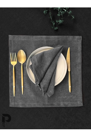 Gri Kumaş Peçete Daily Serisi Kadife Görünümlü Gri