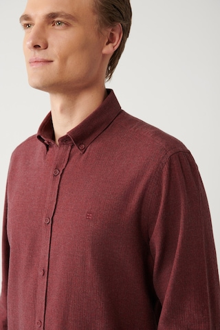 Avva Erkek Bordo Düğmeli Yaka Balıksırtı Flanel Regular Fit Gömlek B002033 Bordo