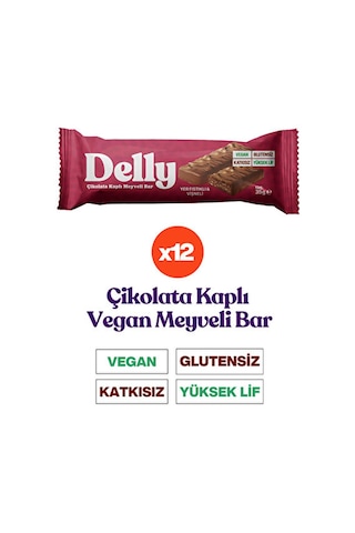 Delly Çikolata Kaplı Yer Fıstıklı Vişneli Meyveli Bar 12 x 35 G