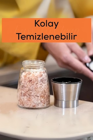 2li Set Metal Krom Kapaklı Cam Tuz Karabiber Değirmeni Gümüş Mıt1244