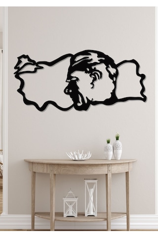 Gowpenart Atatürk Büstlü Türkiye Haritası Siyah Metal Duvar Tablo