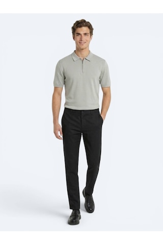 Kip Siyah Dokuma Relaxed Fit Casual Pamuk Karışımlı Pantolon