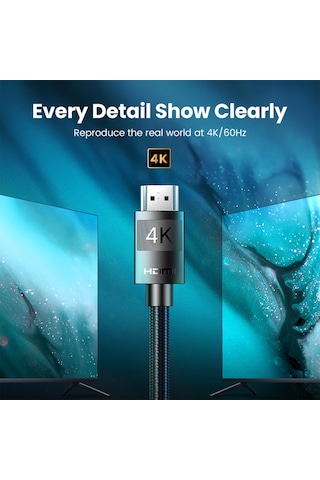 Ugreen Örgülü Hdmi 2.0 4K 60Hz Görüntü Aktarım Kablosu 1 Metre