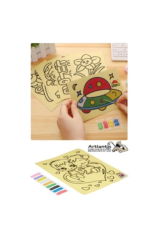 Kum Boyama Seti 5 Adet 20x30 Cm A4 Boyutunda Büyük Boy Kaliteli Kum Boyama Çalışması Tuz Boyama Etkinlik