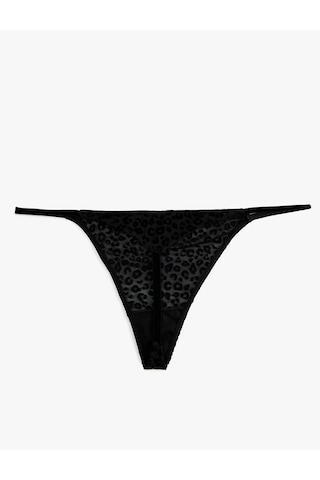 Koton Leopar Desenli Tül String Külot Siyah 7wlk30049mk