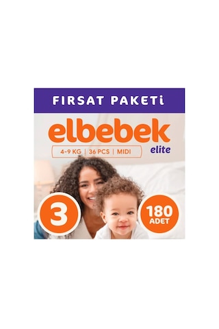 Elbebek Elite Bebek Bezi 3 Numara Midi Fırsat Paketi 180 Adet 5'li